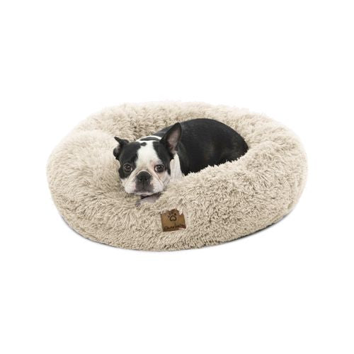 Charlie's - Shaggy Faux Fur Donut Calming Pet Nest Bed - Cream Chinchilla