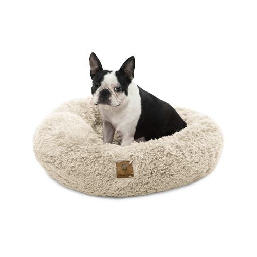 Charlie's - Shaggy Faux Fur Donut Calming Pet Nest Bed - Cream Chinchilla