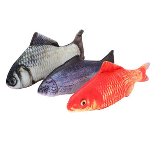 Three fish-shaped toys on a white background at Pet Servo