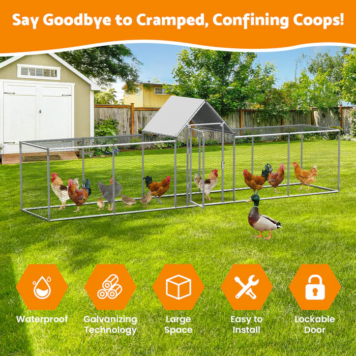 Advwin - Metal Chicken Coop Walk-in Poultry Cage 5x1x1.5m