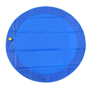 Blue round mat with a yellow button on a white background at Pet Servo