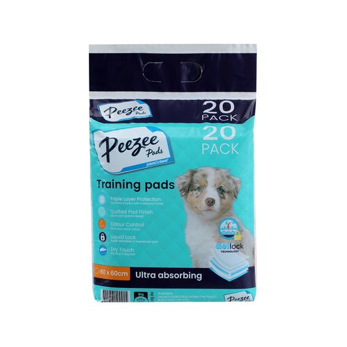 Paws And Claws 60 x 60cm Antibacterial Pet Training Pads - 20 Pack - petservo
