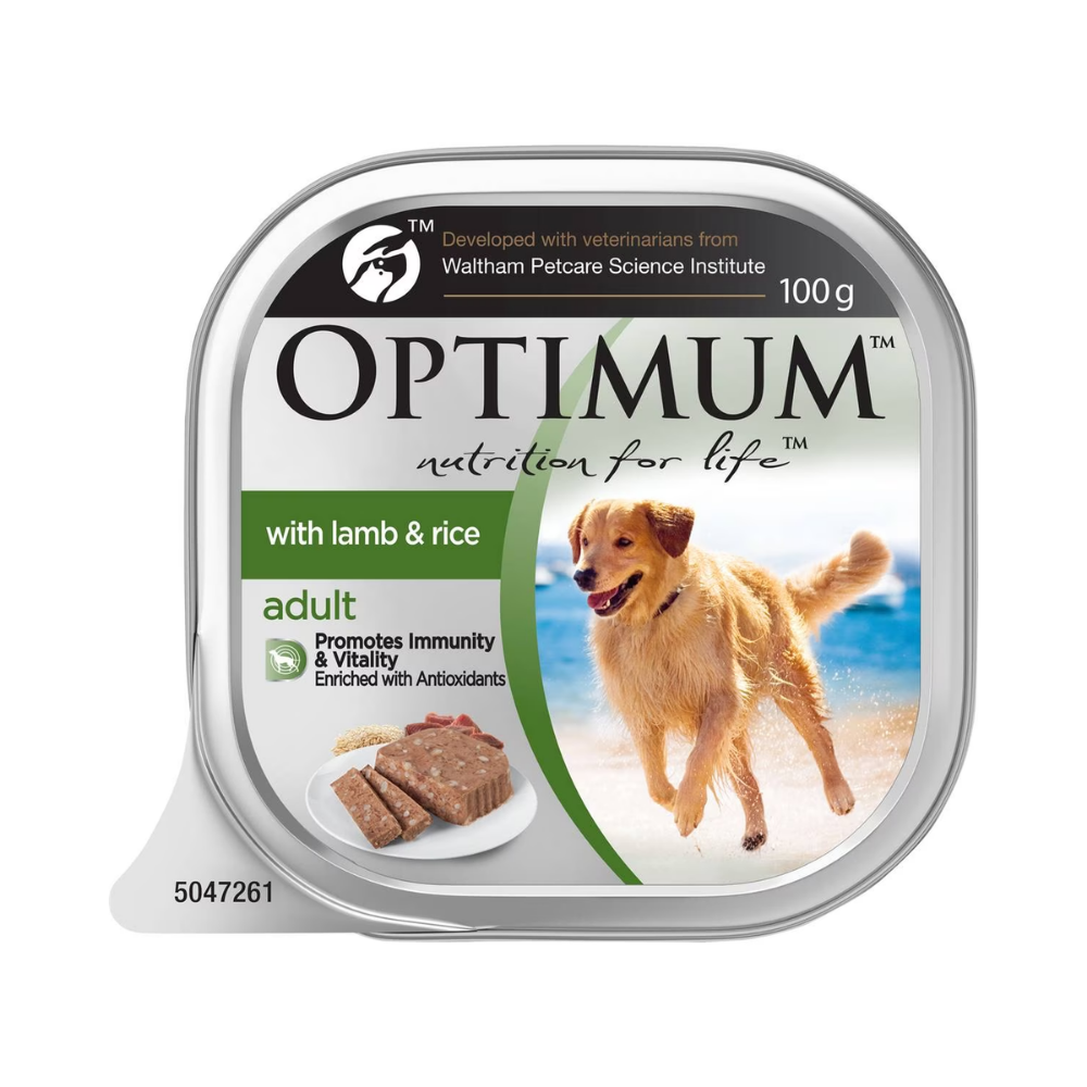 Optimum - Adult With Lamb & Rice Wet Dog Food Tray 100g - Petservo