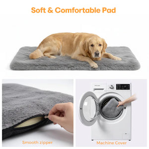 Dog lying on a soft and comfortable pad with features highlighted at Pet Servo