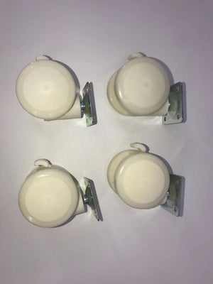 Four white door knobs on a white background at Pet Servo