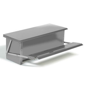 Gray metal shelf with a horizontal bar on a white background at Pet Servo