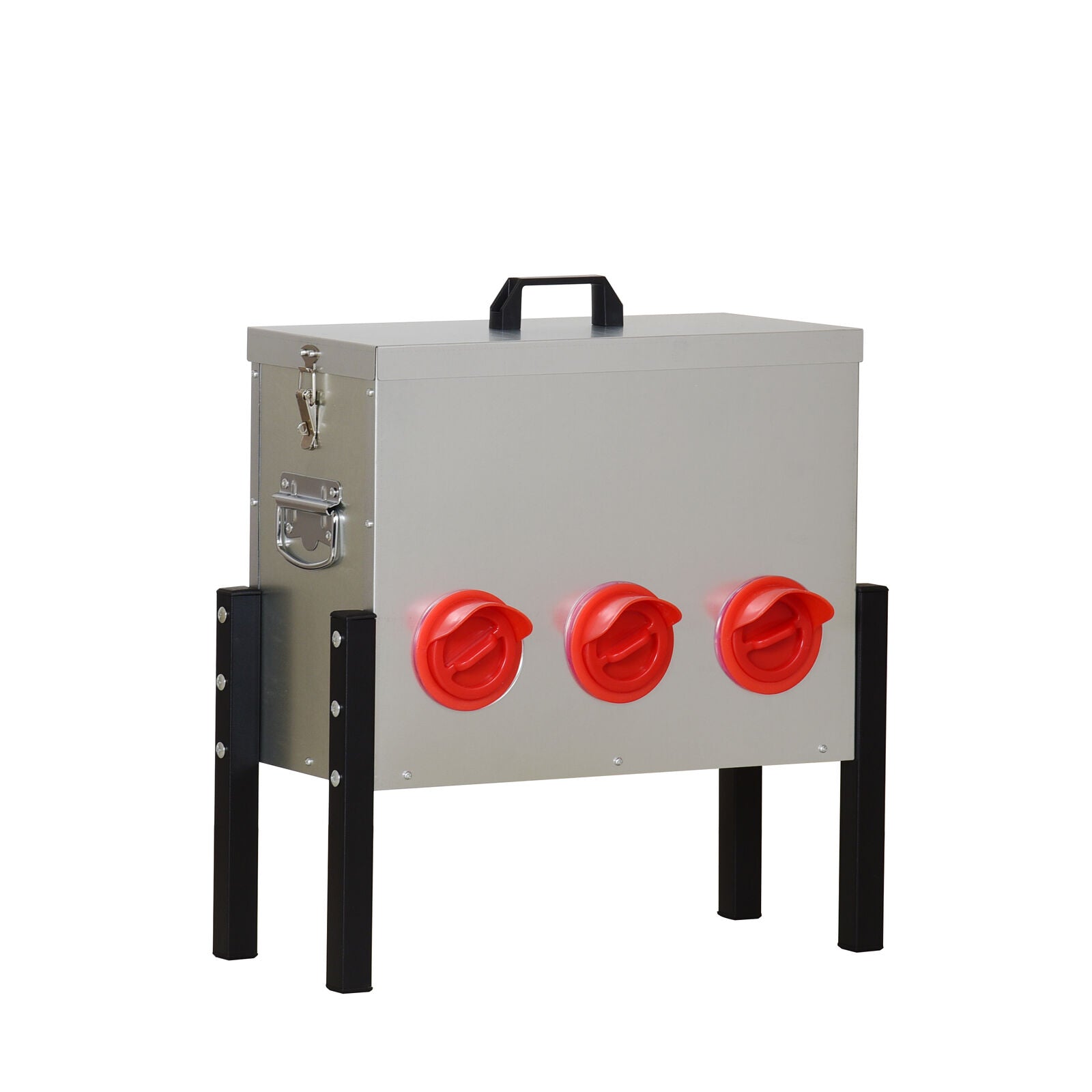Metal box with red knobs on a white background at Pet Servo