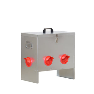 Metal box with red outlets on a white background at Pet Servo