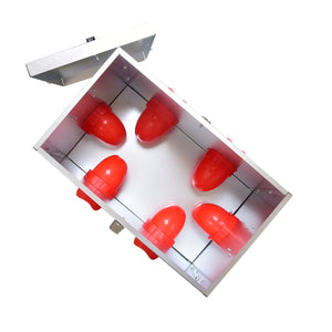 Red plastic caps in a white box on a white background at Pet Servo
