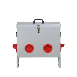 Metal box with red circular components on a white background at Pet Servo
