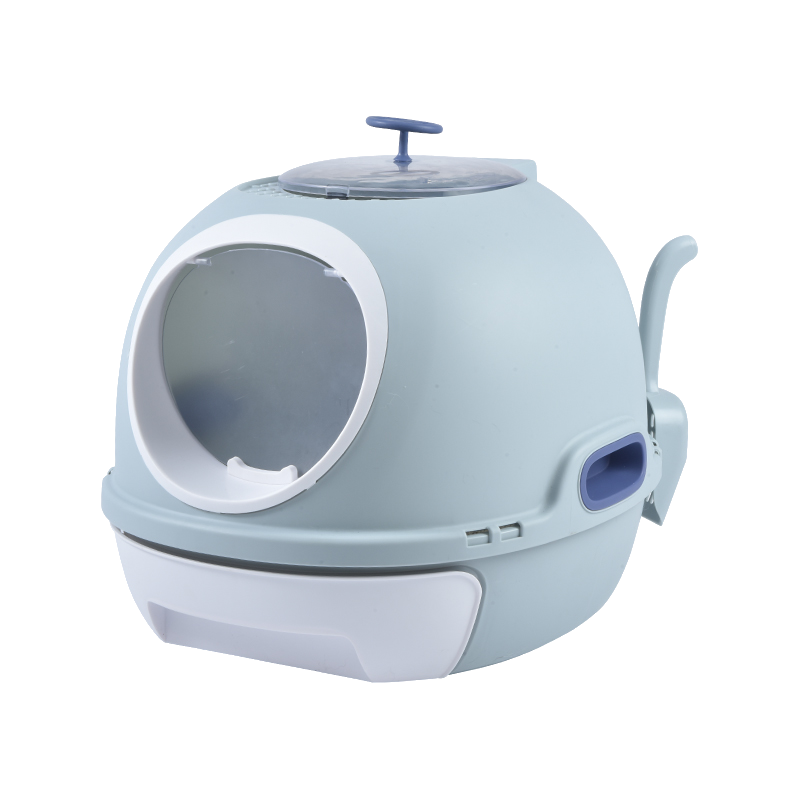 Pet litter box with a dome design on a white background at Pet Servo