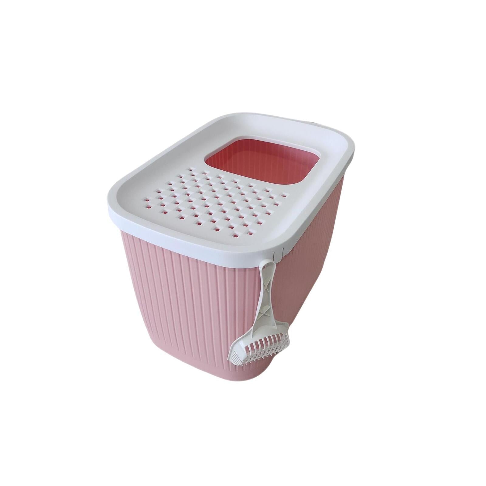 Pink laundry basket with a white lid on a white background at Pet Servo