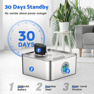 Advwin - 7L Wireless Cat Water Fountain Stainless Steel image 2 - Pet Servo
