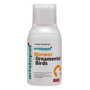 Aristopet wormer for ornamental birds on a white background at Petservo.
