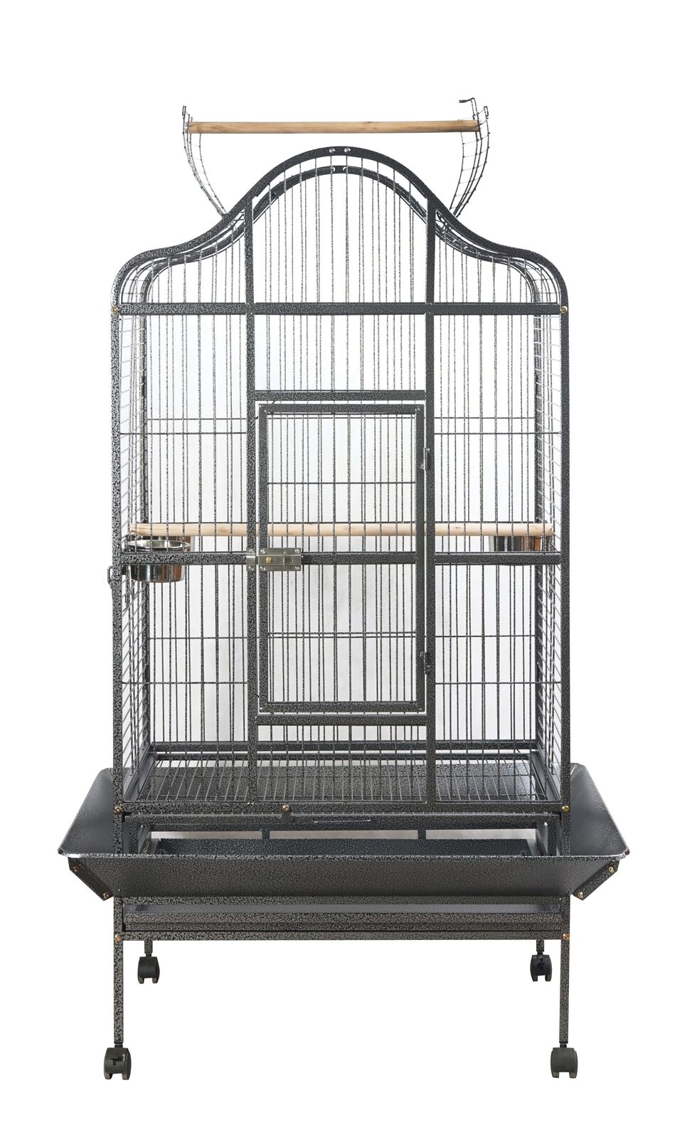 Large bird cage with a black metal frame on a white background at Pet Servo