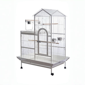 Bird cage with multiple levels and perches on a white background at Pet Servo