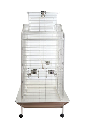 Bird cage with wooden base on a white background at Pet Servo