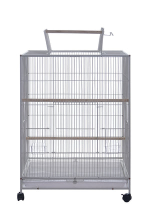 Metal bird cage with wheels on a white background at Pet Servo