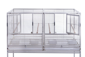 Large metal bird cage with multiple levels on a white background at Pet Servo