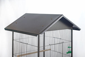 Bird cage with a dark gray roof on a white background at Pet Servo