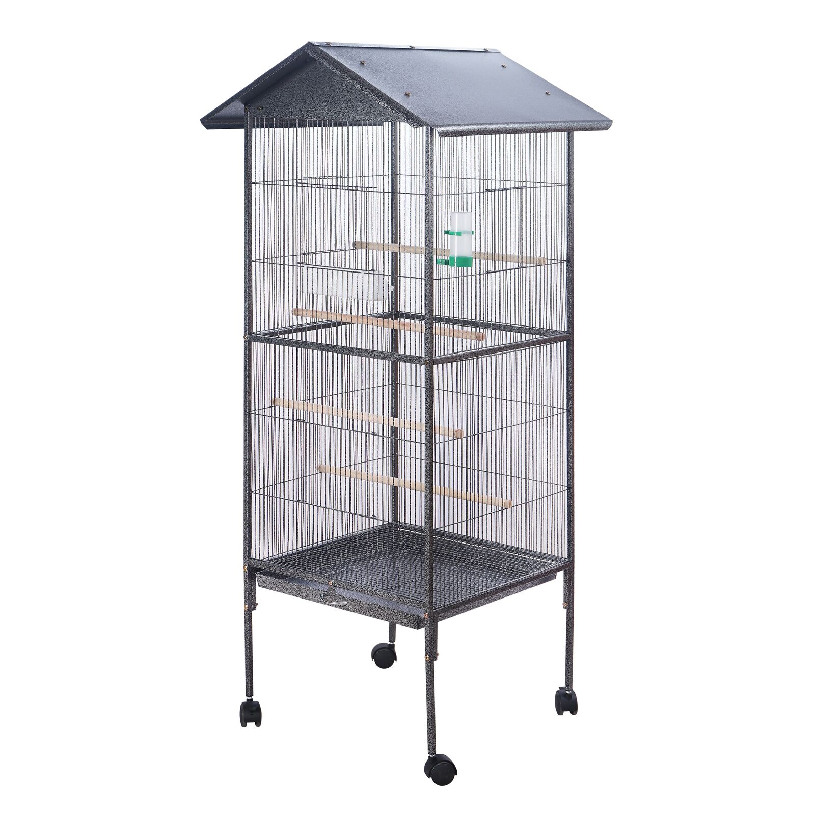 Bird cage with multiple levels on a white background at Pet Servo