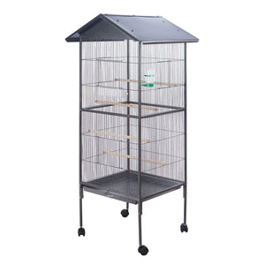 Bird cage with multiple levels on a white background at Pet Servo