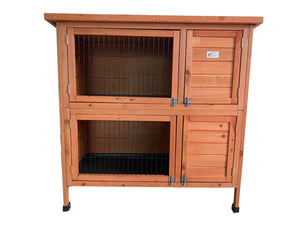 YES4PETS - Large Double Wooden Pet Hutch for Rabbits & Pigs - Pet Servo