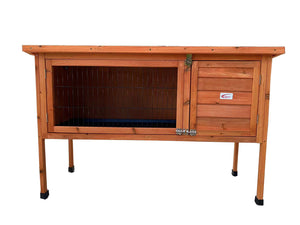 Wooden pet hutch with a door on a white background at Pet Servo