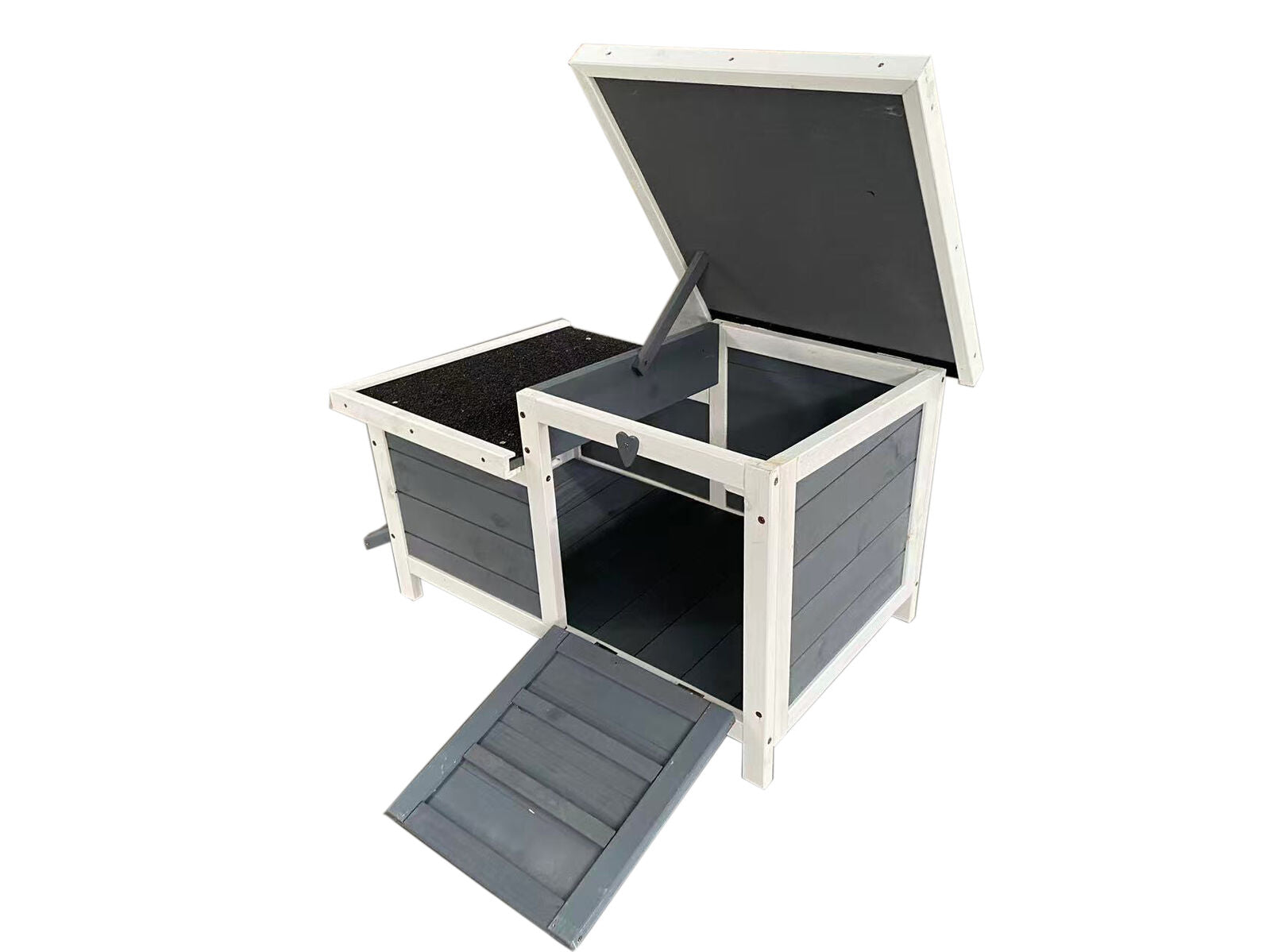 Gray storage box with open lid on a white background at Pet Servo