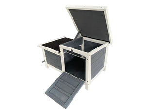 Gray storage box with open lid on a white background at Pet Servo