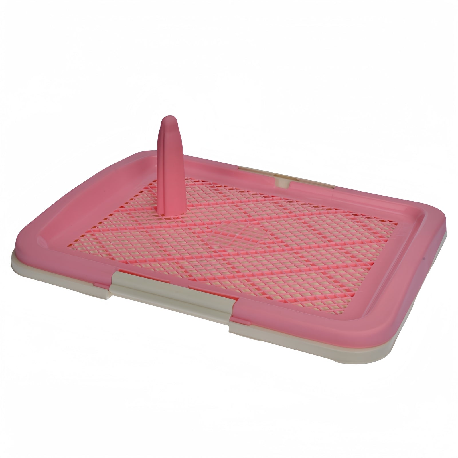 Pink pet playpen with a mesh floor on a white background at Pet Servo