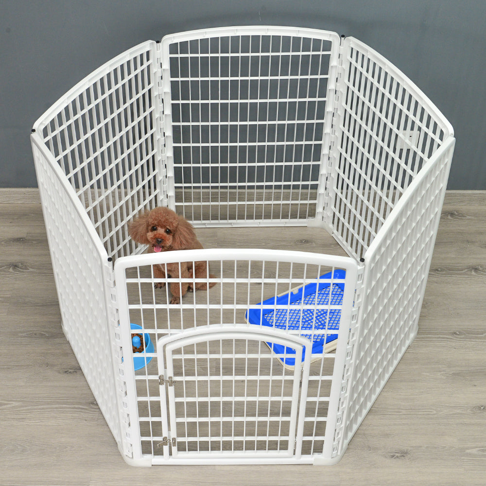 Yes4pets - 6-Panel Foldable Plastic Pet Fence Gate - Pet Servo