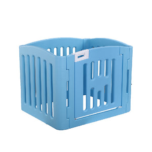 PetServo 4-Panel Foldable Plastic Pet Pen & Dog Fence with Gate Blue