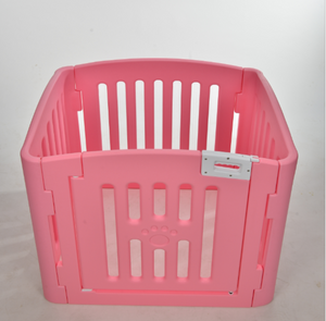 PetServo 4-Panel Foldable Plastic Pet Pen & Dog Fence with Gate Pink 2