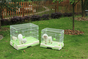 YES4PETS - Medium Green Pet Cage with Potty Tray & Wheel - Pet Servo