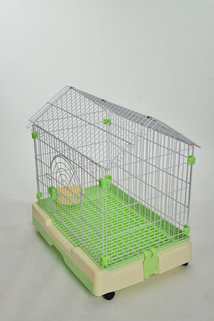 Pet cage with green accents on a light gray background at Pet Servo