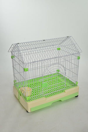 Pet cage with green accents on a light gray background at Pet Servo