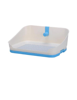 Pet litter pan with blue accents on a white background at Pet Servo