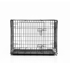 Black metal pet crate on a white background at Pet Servo