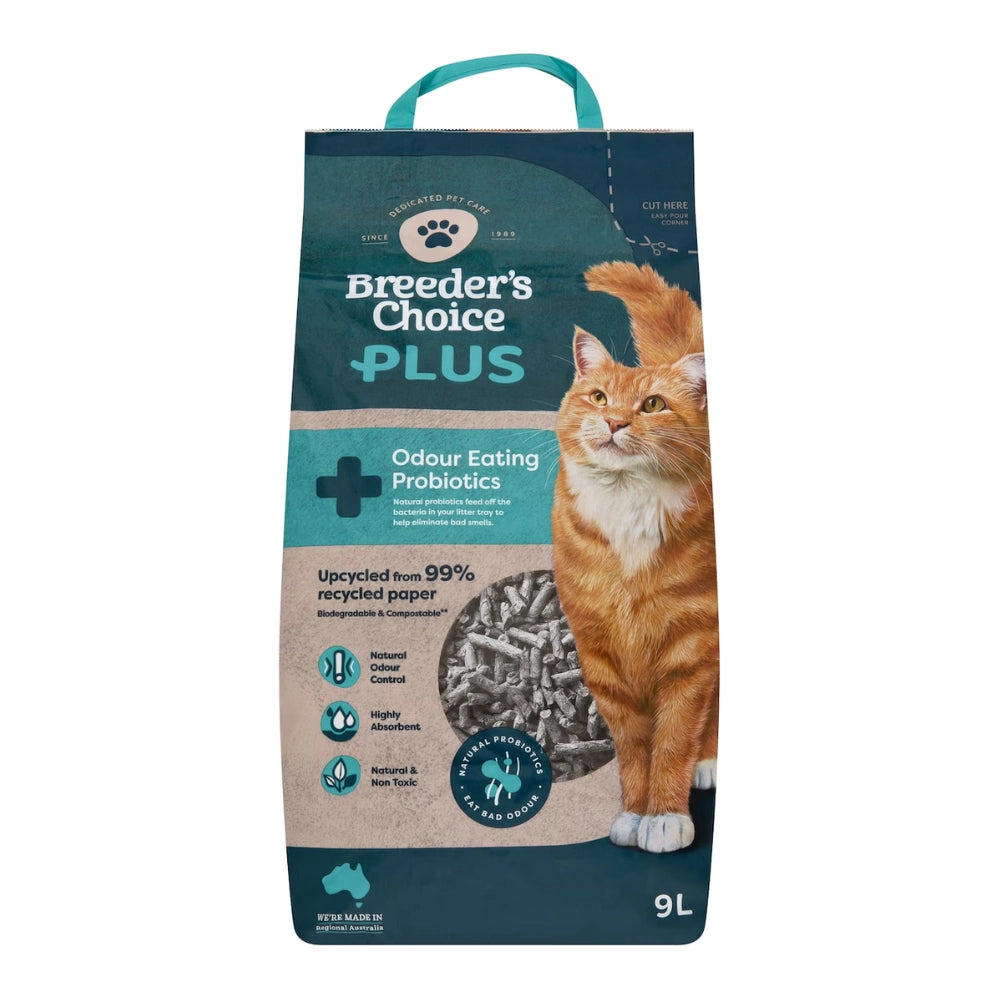 Breeders Choice - Cat Litter With Odour Eating Probiotics 9l - Pet Servo