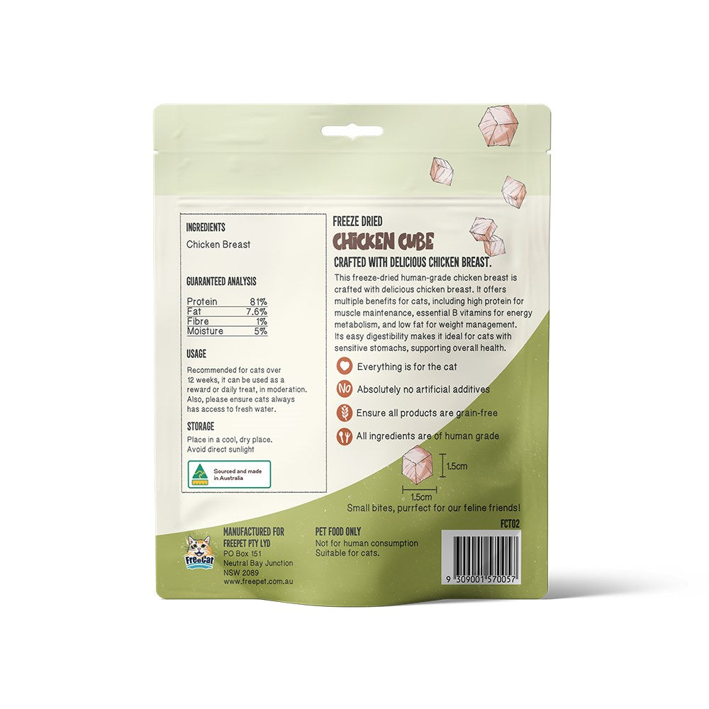 Buy Freecat Freeze Dried Chicken Cubes Cat Treats 50g at Pet Servo-1