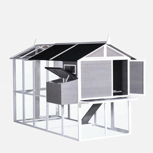 YES4PETS - Grey XXL Chicken Coop & Hutch -Petservo