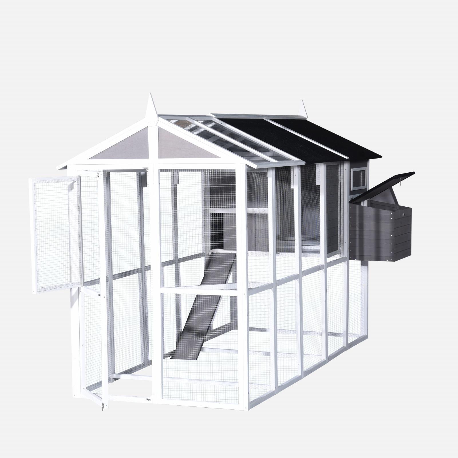 YES4PETS - Grey XXL Chicken Coop & Hutch -Petservo