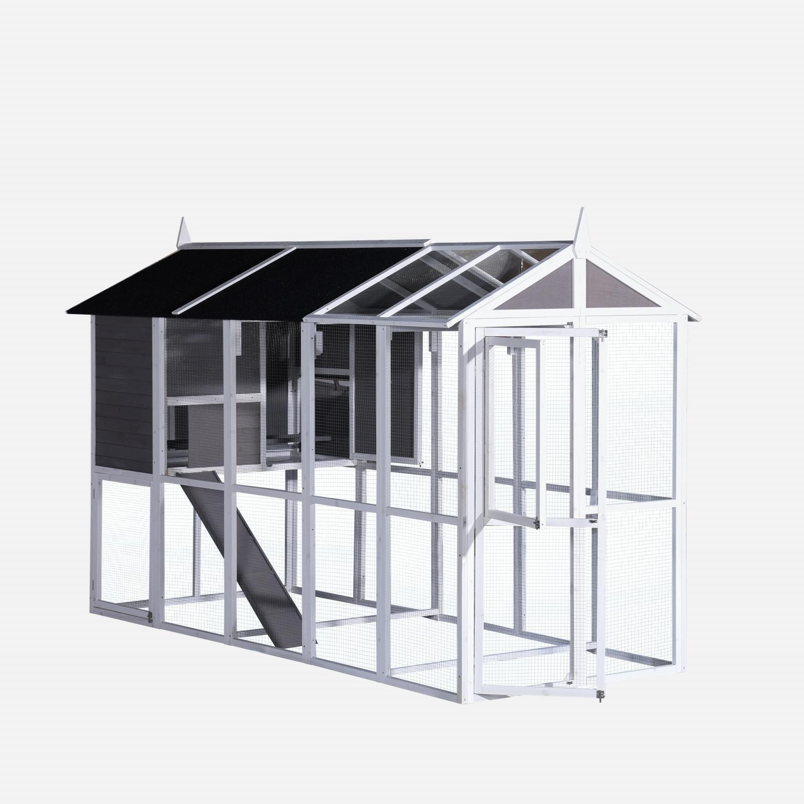 YES4PETS - Grey XXL Chicken Coop & Hutch -Petservo