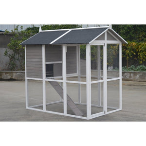 YES4PETS - Grey XL Chicken Coop & Hutch – Petservo