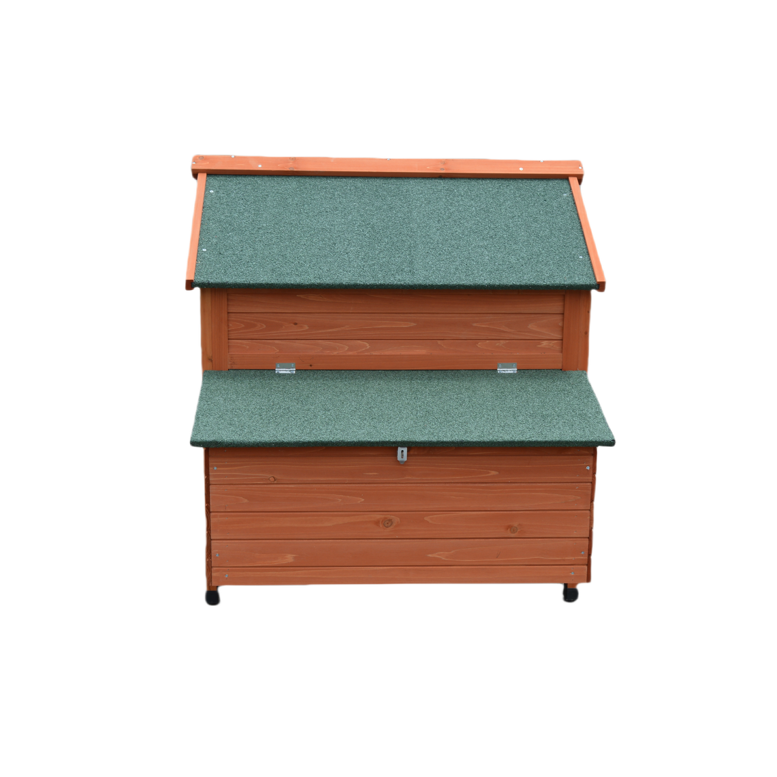Wooden pet house with green roof on a white background at Pet Servo