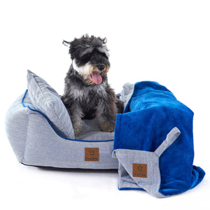 Charlie's - Hampton Herringbone Bed, Pillow & Blanket Blue small 1 - petservo