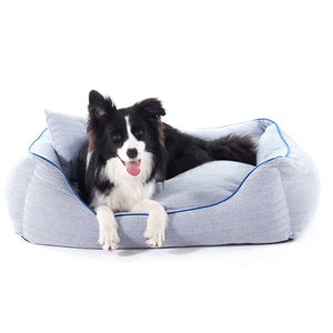 Charlie's - Hampton Herringbone Bed, Pillow & Blanket Blue medium - petservo