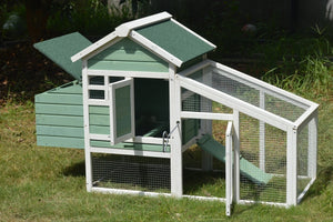 YES4PETS - Green Chicken Coop & Rabbit Hutch - Petservo