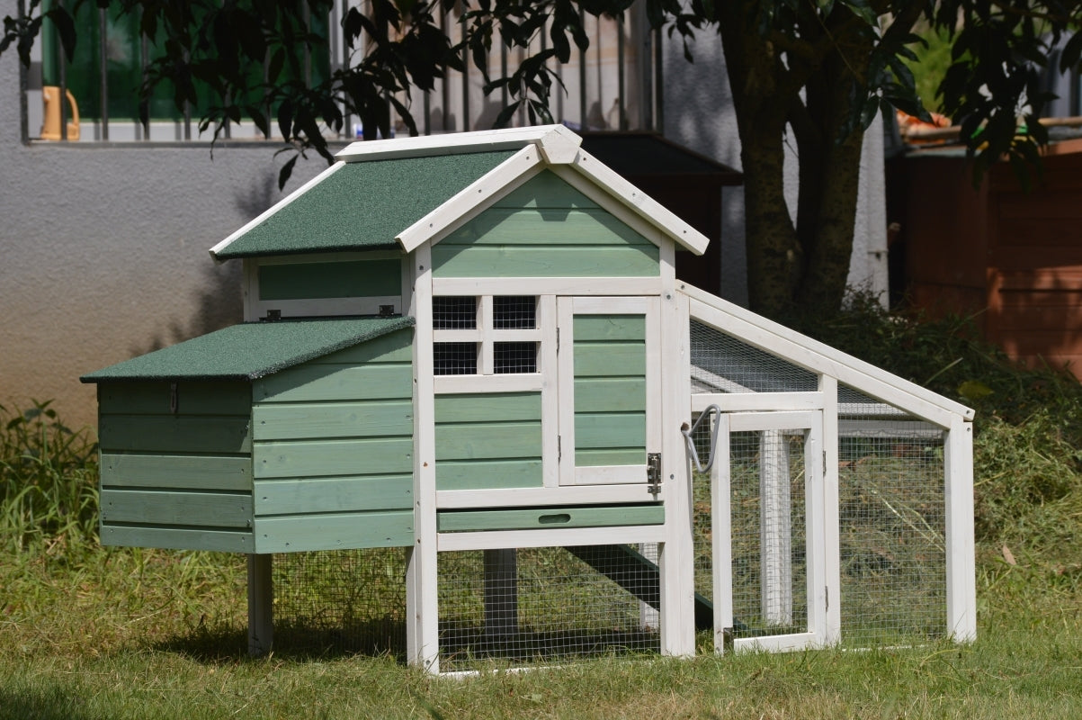 YES4PETS - Green Chicken Coop & Rabbit Hutch - Petservo